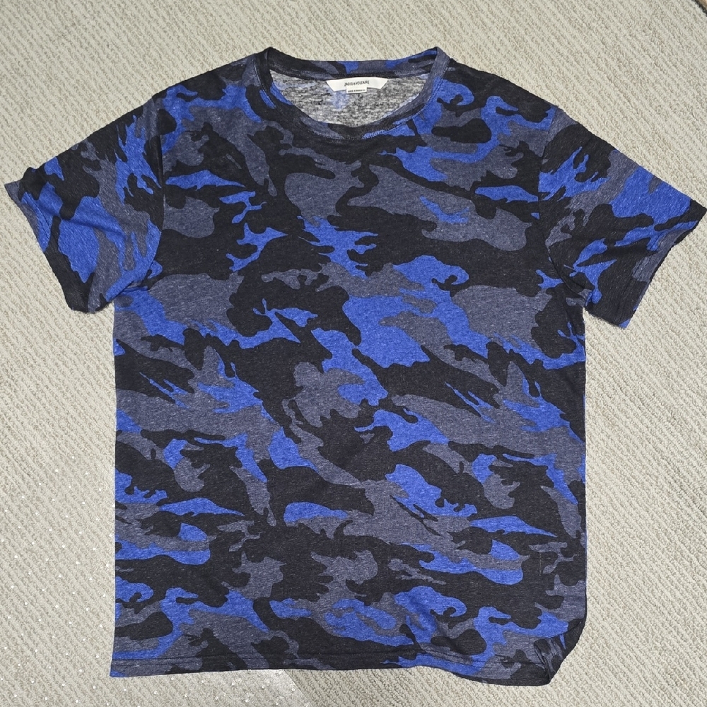 Zadig & Voltaire Blue and Black Patterned Tee